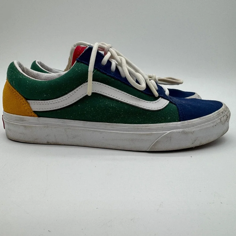 Vans Old Skool Men 7.5 Women's 9 Multicolor Green Blue Yellow Suede Skate Shoes